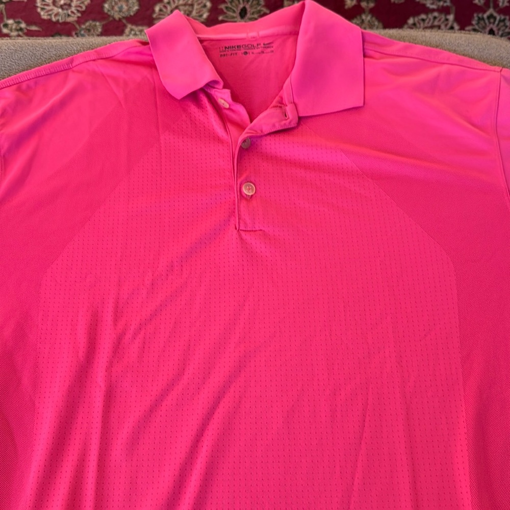 Nike Golf Dri-Fit Size XL Pink Polo Shirt Nike Cup (NH)